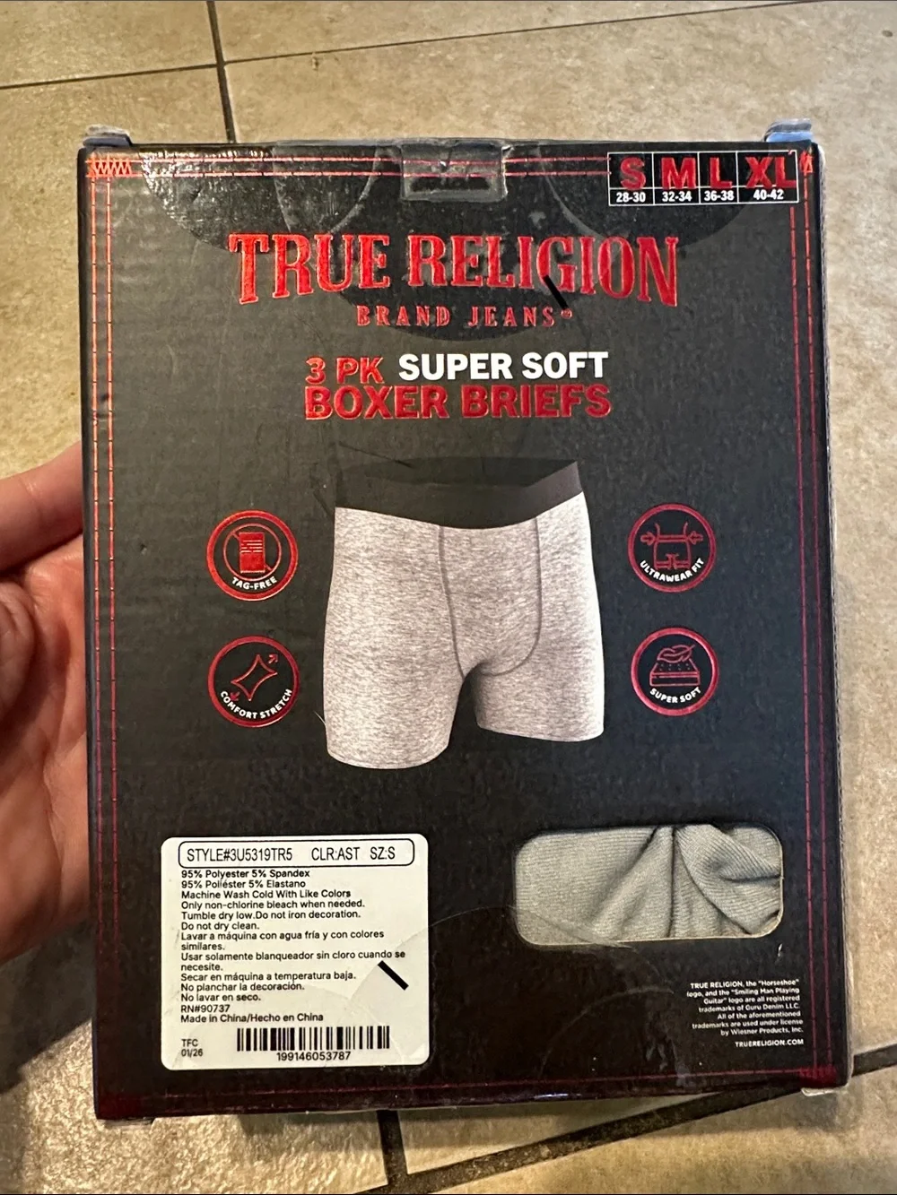 New True Religion Men’s Super Soft Boxer Briefs 3-Pack